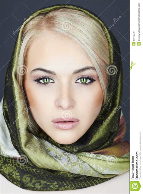 Beautiful Blond Woman In Scarf Winter Beauty Girl