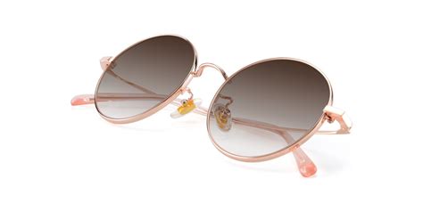 rose gold thin metal round gradient sunglasses with brown sunwear