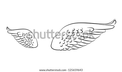 black outline vector angel wings on stock vector royalty free 125659643