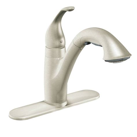 shop moen camerist stainless  handle pull  kitchen faucet  lowescom