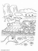 Train Dinosaur Coloring Pages Printable Print Animated Series Cartoon Kids sketch template