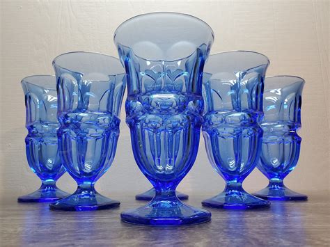8 Available 4 Purplish Blue Fostoria 12 Oz Iced Tea Glasses Excellent