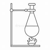 Retort Bunsen Bunsenbrenner Flask Erwidern Pictogram Abbildung Brander sketch template