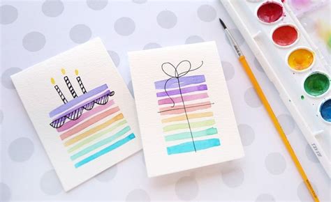 geburtstagskarten mit wasserfarben malen easy birthday cards diy