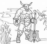 Coloring Minotaur Myth Pages Greek sketch template