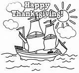 Thanksgiving Coloring Happy Pages Mayflower Sheets Printable Kids Turkey Kindergarten Color Print Activities Drawing Printables Preschool Ship Pilgrims Fall Cute sketch template