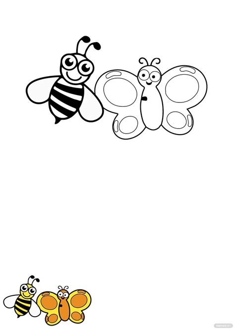 bee  butterfly coloring page    templatenet