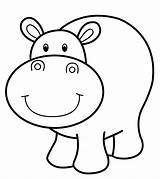 Coloring Pages Hippo Animal Cartoon Printable Zoo Easy Kids Colouring Animals sketch template
