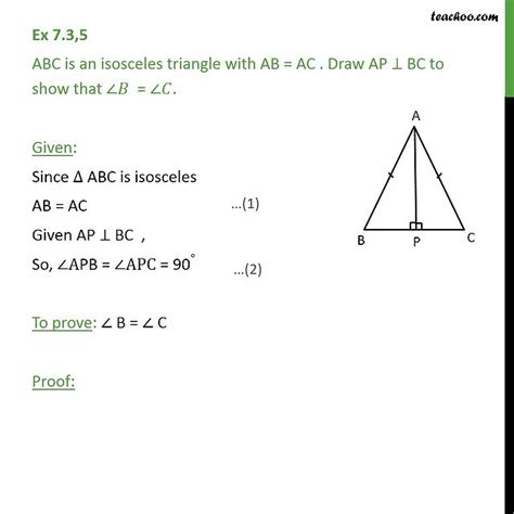 Ex 7 3 5 Abc Is An Isosceles Triangle With Ab Ac Draw Ap Bc