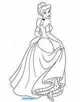 Cinderella Coloring Pages Disney Color Print Ball Gown Disneyclips Funstuff sketch template