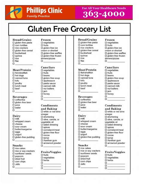 gluten  diet list diet list