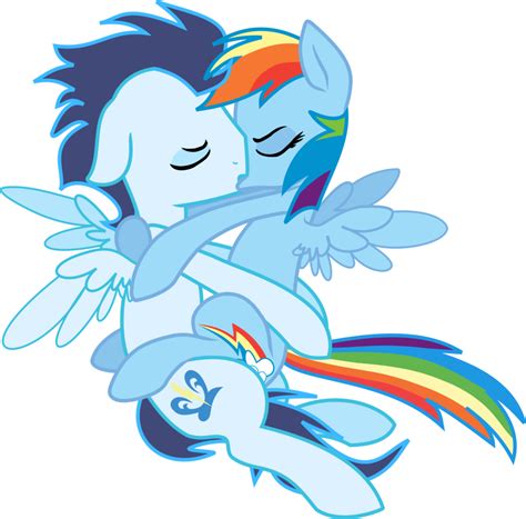 Rainbow Dash And Soarin Arial Snog By Theropodhunter On