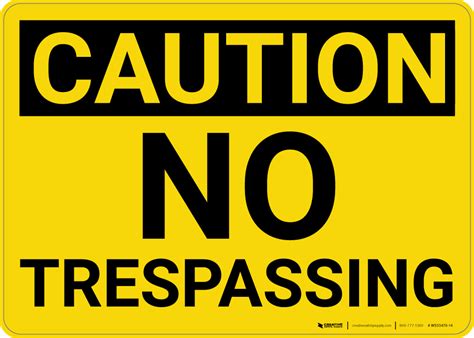 caution  trespassing wall sign creative safety supply
