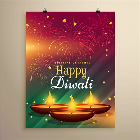 stylish diwali festival flyer template   realistic diya