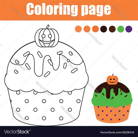 coloring page  halloween cupcake drawing kids vector image