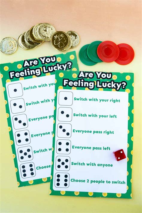 printable lucky dice game  st patricks day play party plan