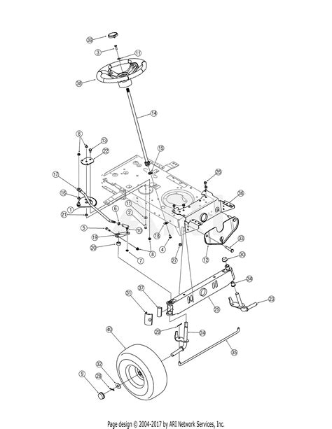 troy bilt ang pony  parts diagram  steering front axle