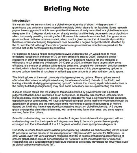 template  briefing paper   policy  templates ms word