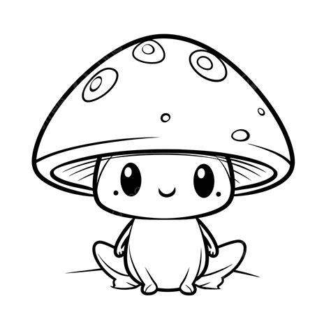 cute kawaii mushroom coloring page outline sketch drawing vector