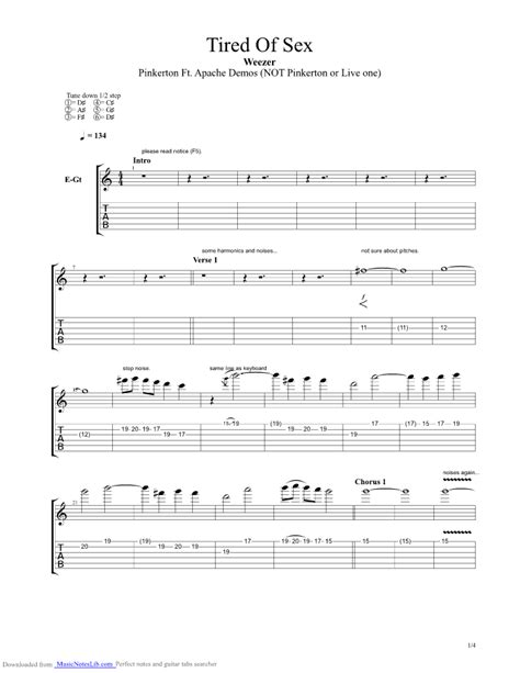 tired of sex guitar pro tab by weezer