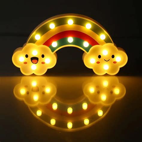 led rainbow colorful night light batteries powered decorative lights baby bedside lamp children