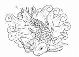 Coloring Fish Koi Pages Japanese Printable Detailed Metal Adults Drawing Outline Heavy Color Print Kids Tattoo Coloring4free Rush Gold Seafood sketch template