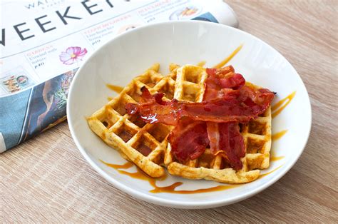 breakfast waffles  bacon  syrup michiels kitchen