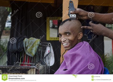 Smiling Customer African Haircut Barber Business Stock