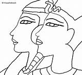 Ramses Nefertiti Coloring Coloringcrew Egypt sketch template