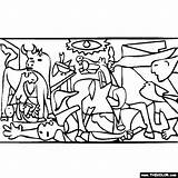 Guernica Picasso Colorare Obra Thecolor Cuadros Cuadro Drawing sketch template