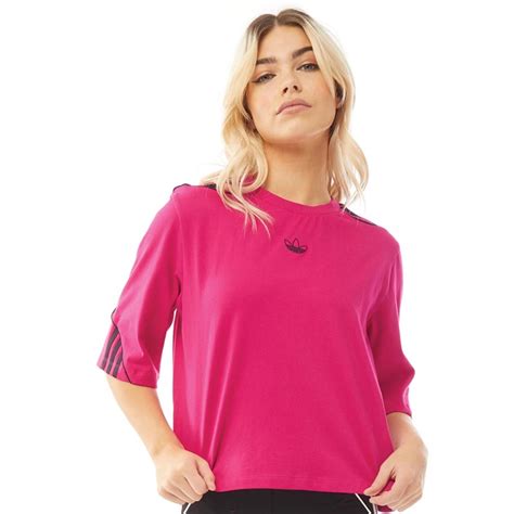 buy adidas originals womens cropped  shirt bold pink