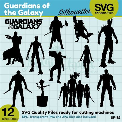 Coupon Sale Guardians Of The Galaxy Silhouettes Silhouette Files Svg