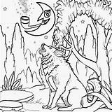 Kids Printable Howling Phases Forest Colouring Cabin Astronomy Goodnight sketch template