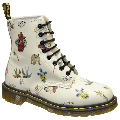 dr martens dr martens pascal skins tattoo  white  eyelet   womens boots dr