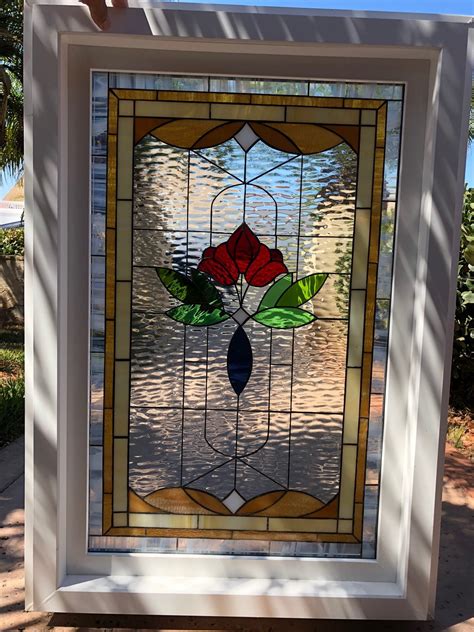 insulated  pre installed  vinyl frame victorian rose  style stained glass window
