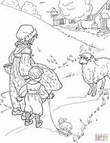 Sheep Coloring Pages Printable Mother Goose Baa Nursery Rhymes Supercoloring Simple Color Shepherd sketch template