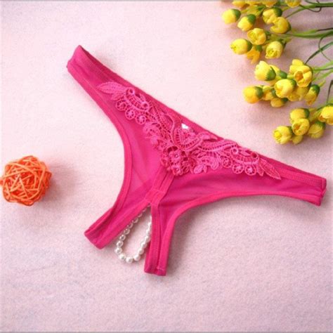 underwear pearl sexy g string crotchless lace night panties thongs open