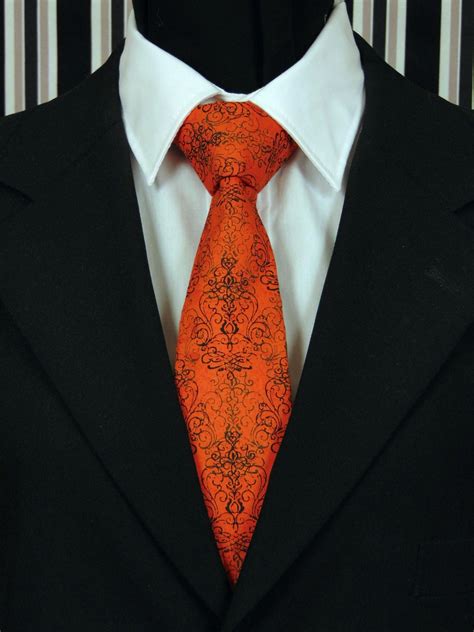 orange black necktie orange black tie black necktie mens necktie