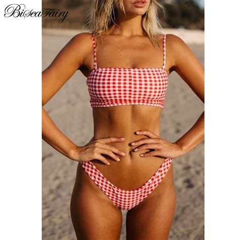 biseafairy bikini set 2019 biquini mid waist bandeau new sexy striped