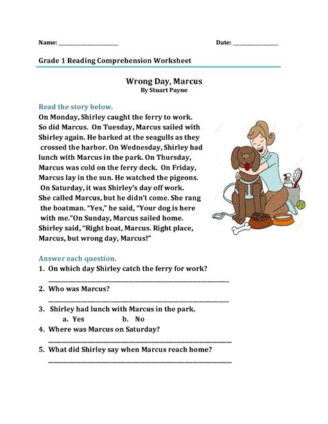 printable  grade reading comprehension goodworksheets