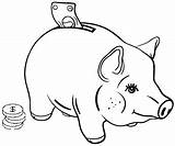 Piggy Bank Coloring Cute Pages Money Teach Saving Kids sketch template