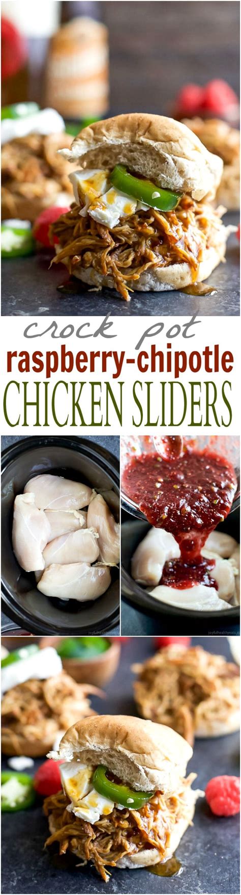 crock pot raspberry chipotle chicken sliders are an easy meal for your