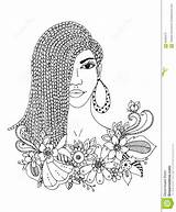 Coloring Pages African American Woman Portrait Afro Vector Illustration Famous Zentangl Mulatto Drawing Portraits Negro Braids Doodle Floral Frame Getcolorings sketch template
