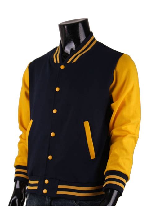 men s casual wear black and yellow varsity jacket