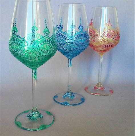 Hand Painted Wine Glasses Decorative Wine Glasses Wedding