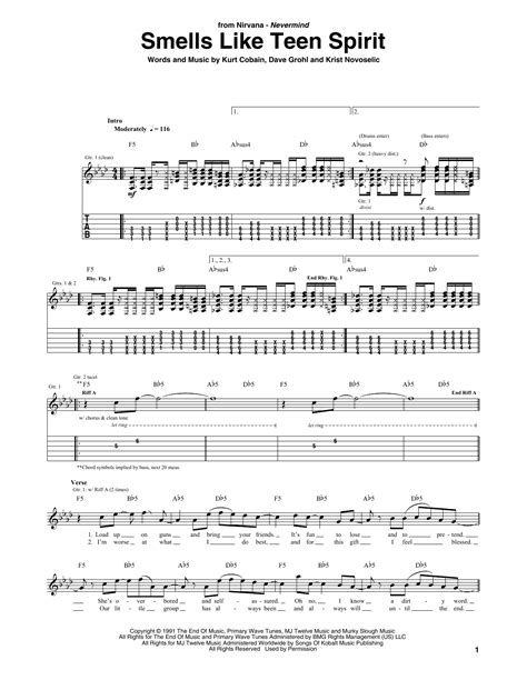 Smells Like Teen Spirit Guitar Tab By Nirvana Guitar Tab 20295