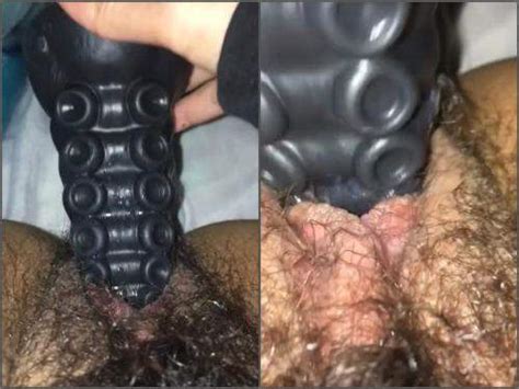 black rubber tentacle dildo penetration in sweet hairy pussy very closeup dildo porn videos
