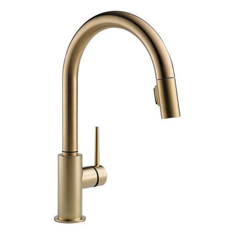 delta  cz dst trinsic kitchen faucet  pulldown spray champagne bronze york taps
