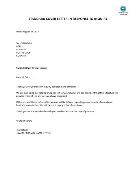 sample business letter reply inquiry armando friends template