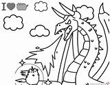 Pusheen Coloring Dragon Pages Printable Fighting Against Getdrawings Kids Color sketch template